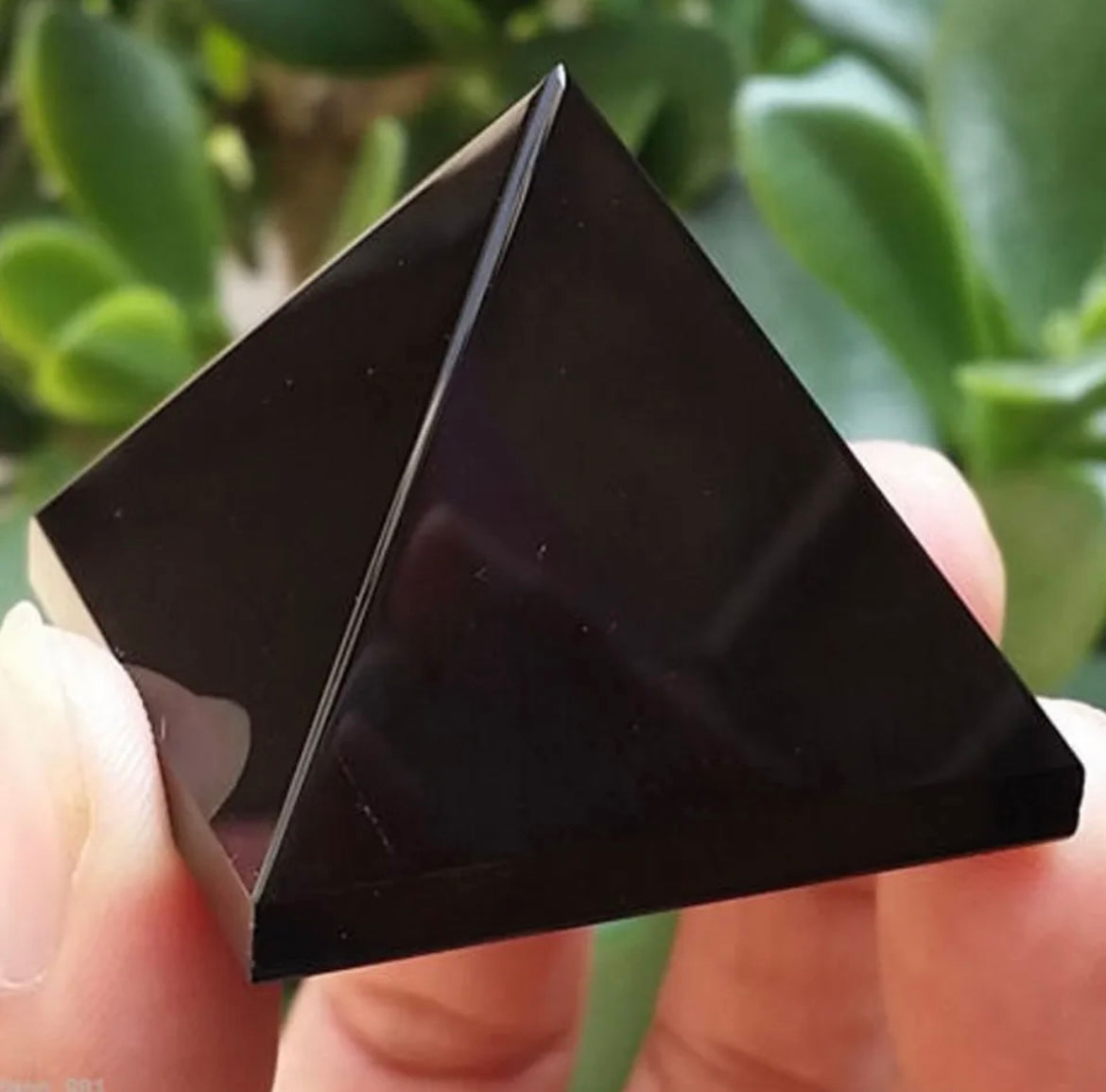 NATURAL Black Obsidian crystal Pyramid healing gemstone