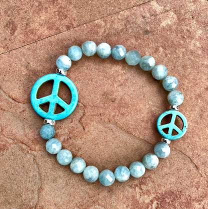 Gemstone Peace sign bracelets with Sterling Silver accents