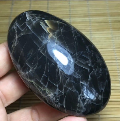 Natural grey moonstone healing palm stone