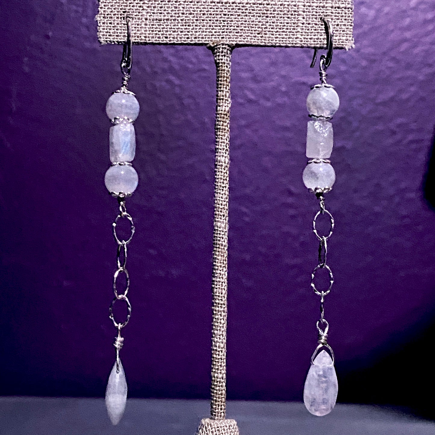 Moonstone And Sterling Silver Drop Earrings