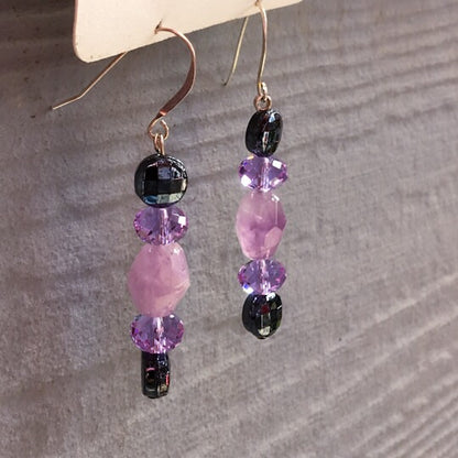 Lavender Quartz Gemstone and Swarvoski Crystal Earrings