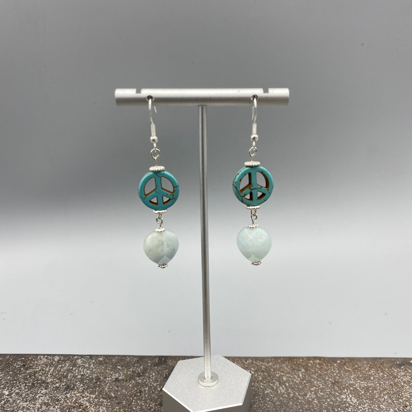 Peace and Hearts Gemstone Earrings