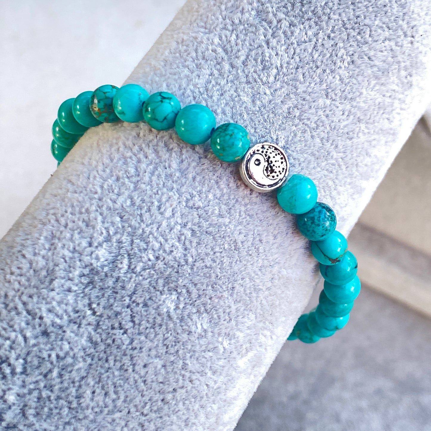 Turquoise and Pewter Yin Yang Bracelet