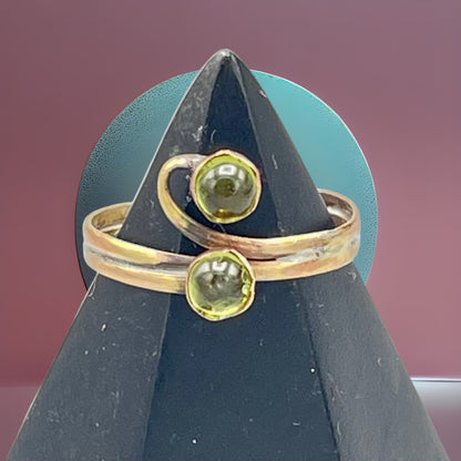 Handmade Peridot gemstone and Copper Ring