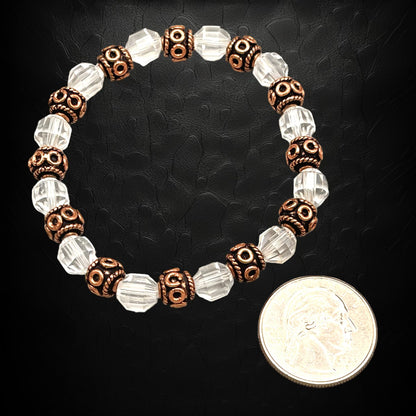 Quartz and Copper Beaded Stretch Bracelet