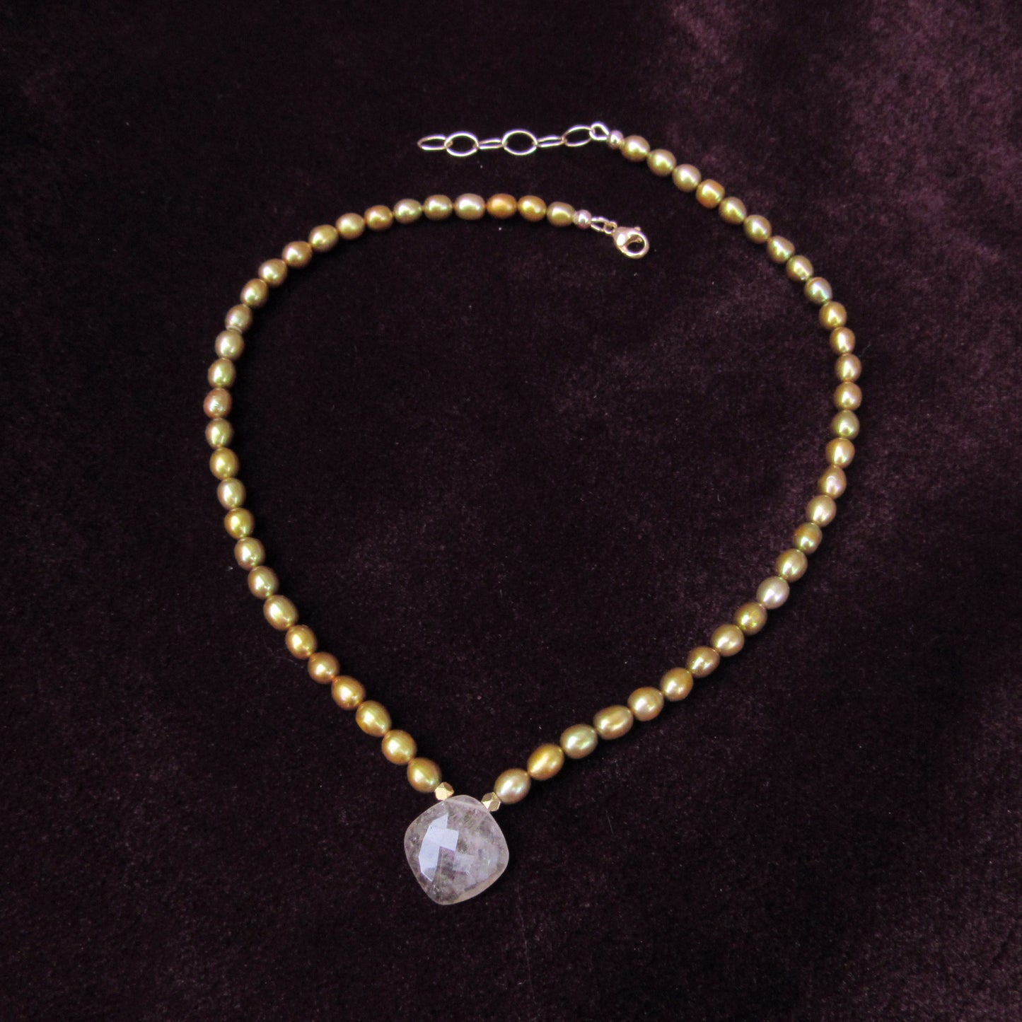 Rutilated Gold, Freshwater Pearls, 14 Kt GF Necklace
