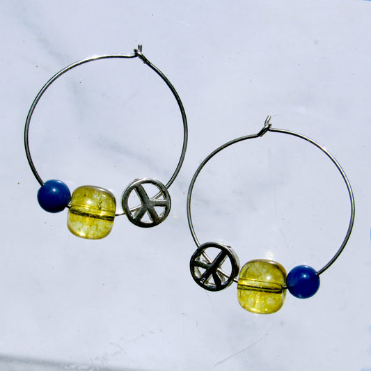 Ukraine Flag colors gemstone peace earrings