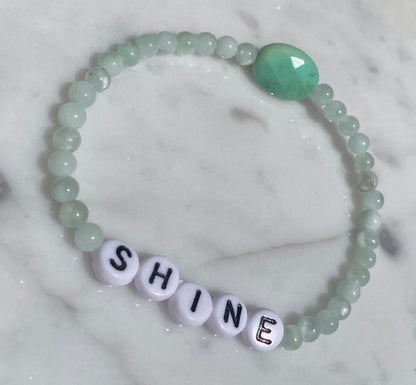 Green moonstones and green opal “shine” stretch bracelet