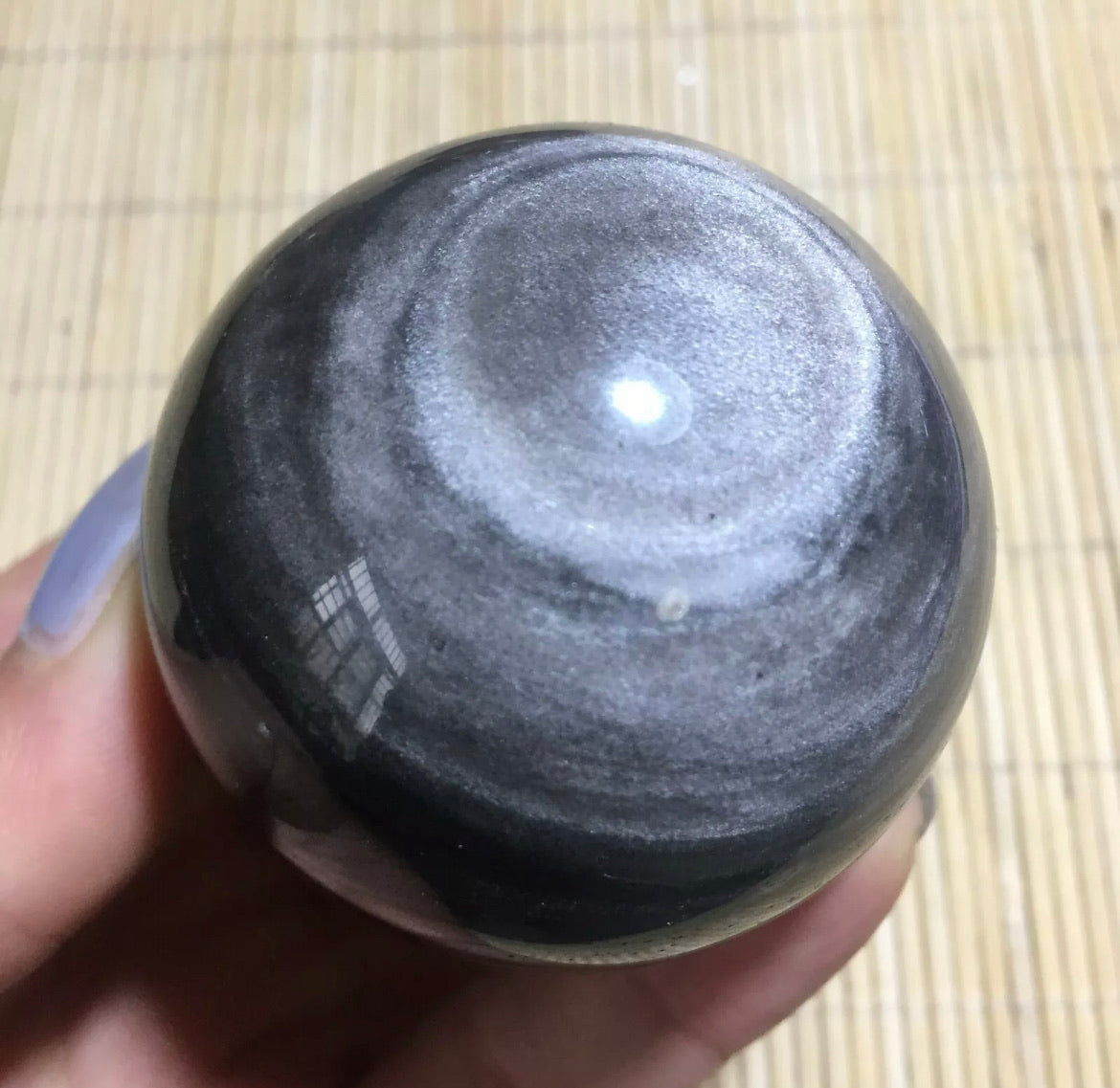 Natural Silver Obsidian Sphere - Crystal Reiki Healing Ball - 5 sizes