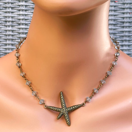 Starfish and Quartz gemstone Choker Necklace