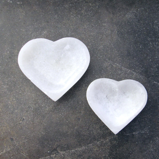 Selenite gemstone carved Heart shaped Bowls