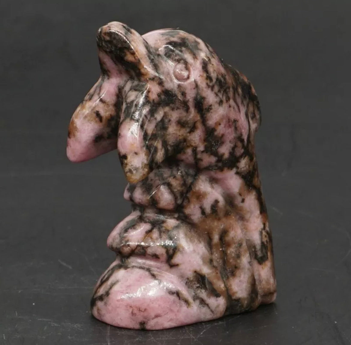 Natural Rhodonite gemstone carved Dolphin