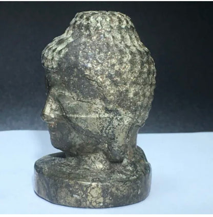 Natural Pyrite Buddha Head Figurine