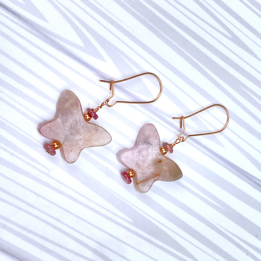 Pink Tourmaline gemstone Butterfly Earring