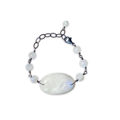 Moonstone gemstones and Oxidized Sterling Silver bracelet