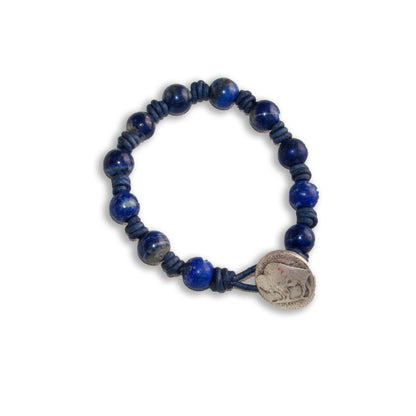 Hand knotted Lapis Lazuli gemstone Leather Bracelet