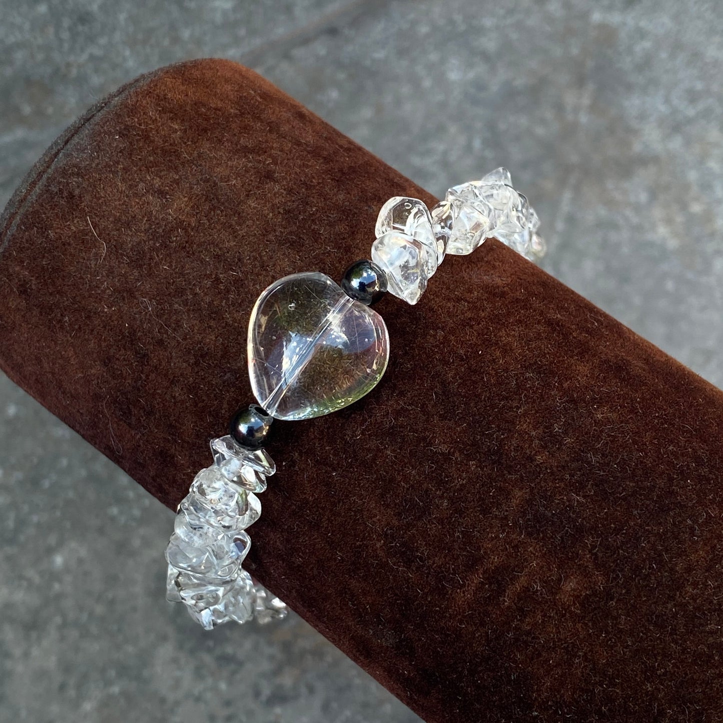 Clear Quartz gemstone Heart Bracelet