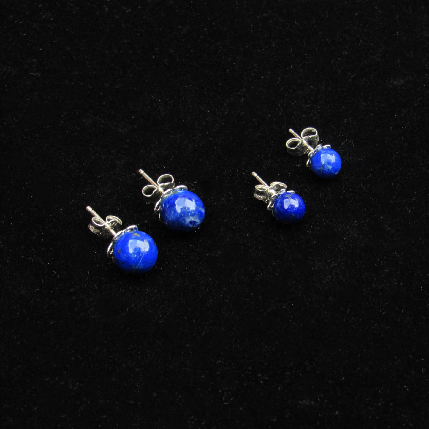 Lapis Lazuli Gemstone and Sterling Silver Stud Earrings