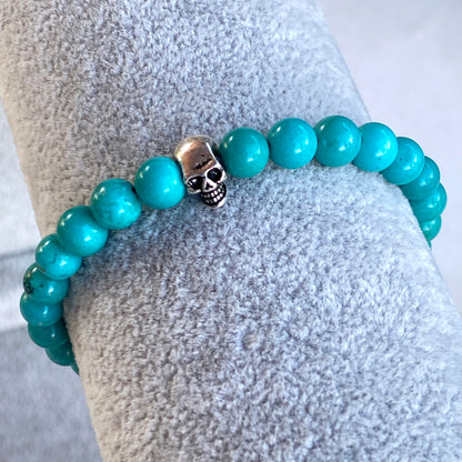 Turquoise and Sterling Silver Skull Bracelet