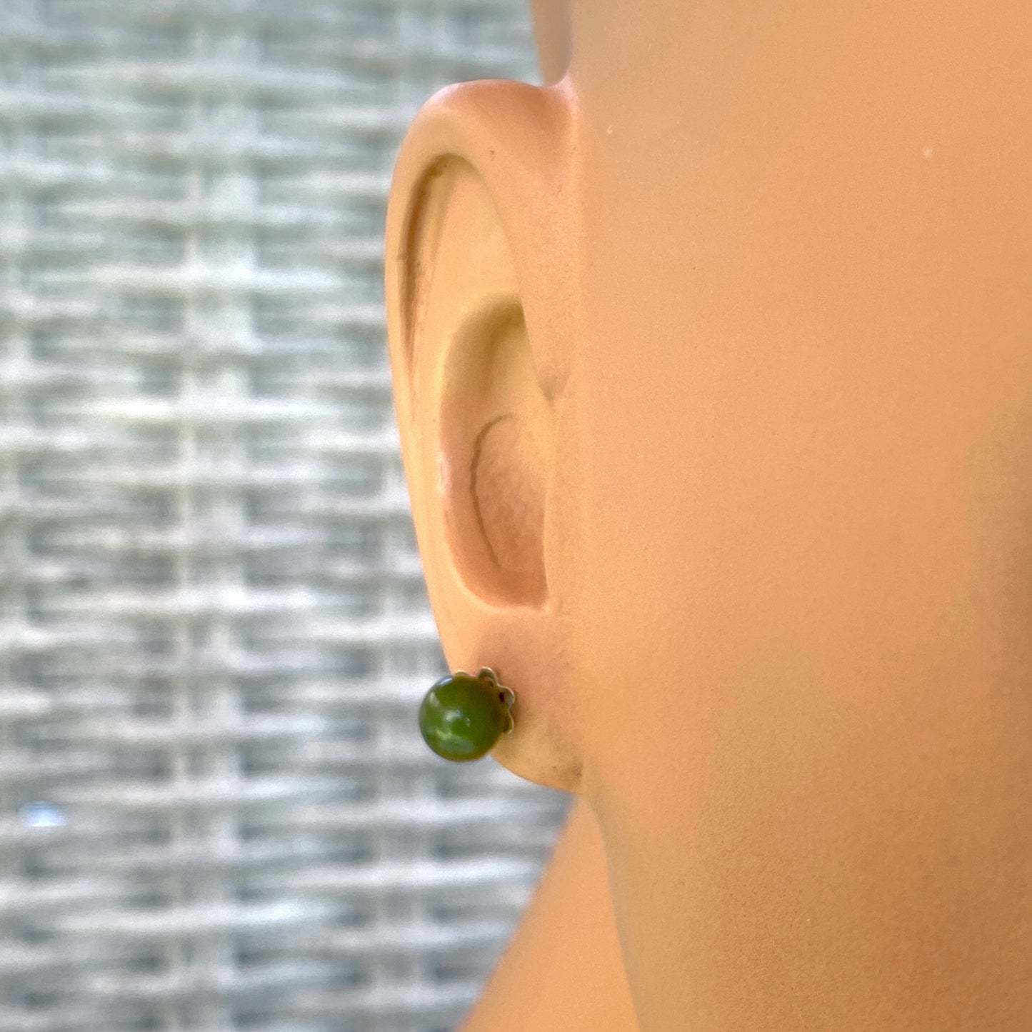 African Jade gemstone Stud Earrings