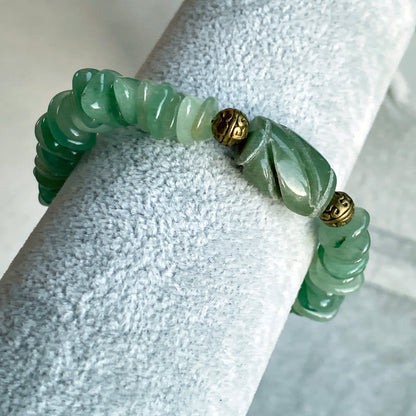 Green Aventurine gemstone with brass accents Bracelet