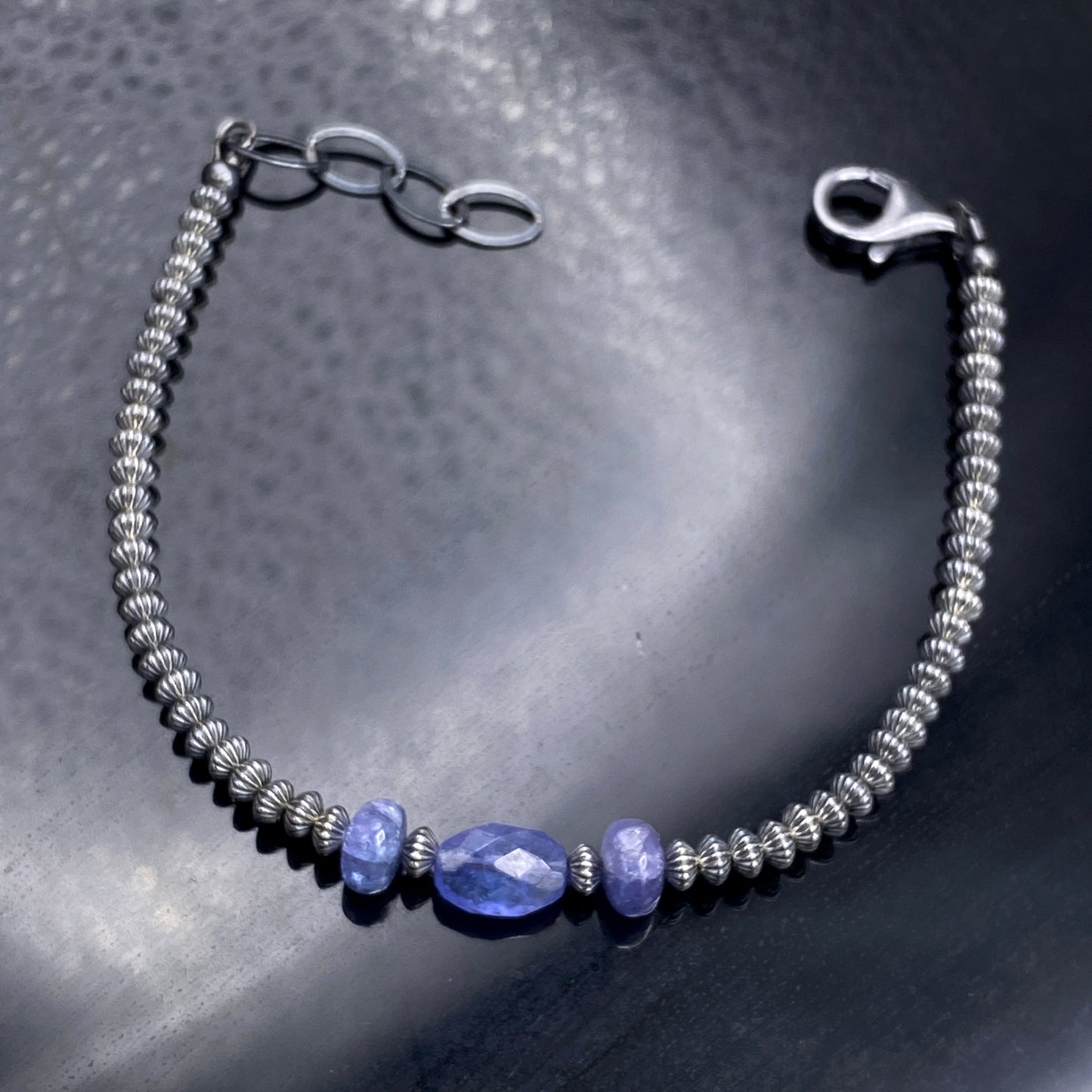 Tanzanite and Oxidized Sterling Silver Bracelet