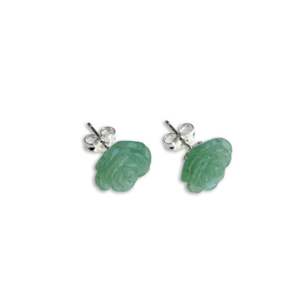 Carved Green Aventurine gemstone Stud Earrings