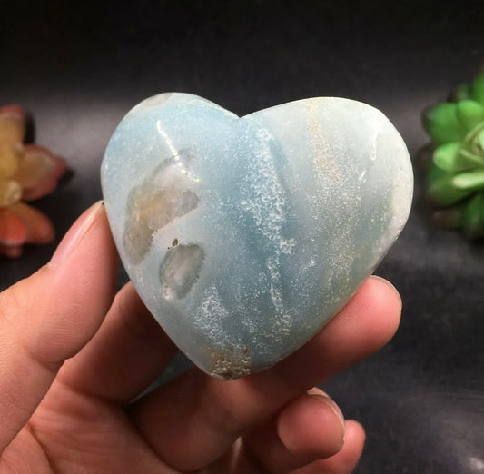 Natural Amazonite gemstone carved heart