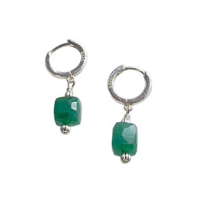 Emerald gemstone and Sterling Silver Earrings
