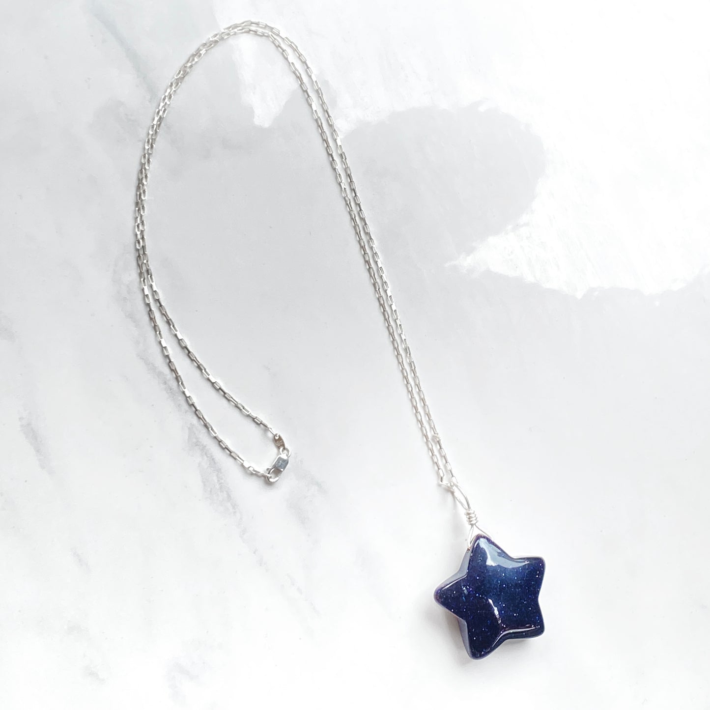 Blue Goldstone gemstone Star Necklace