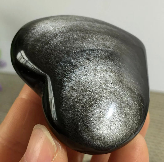 Natural Silver Obsidian heart