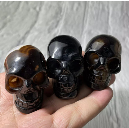 Natural Black Agate Gemstone Skull