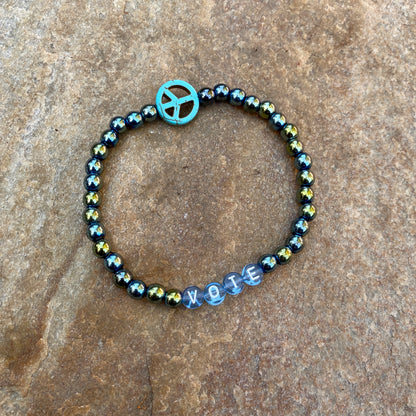 Unisex Green Hematite Gemstone VOTE bracelets