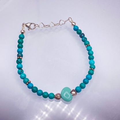 Turquoise Heart and sterling silver bracelet