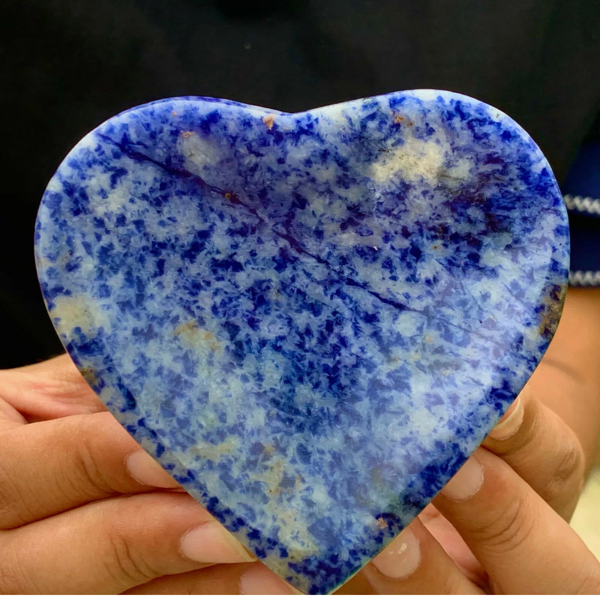Natural sodalite gemstone heart shaped crystal