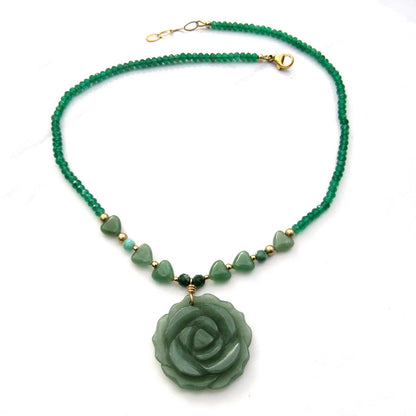 Green Aventurine, green onyx, emerald gemstone beaded necklace