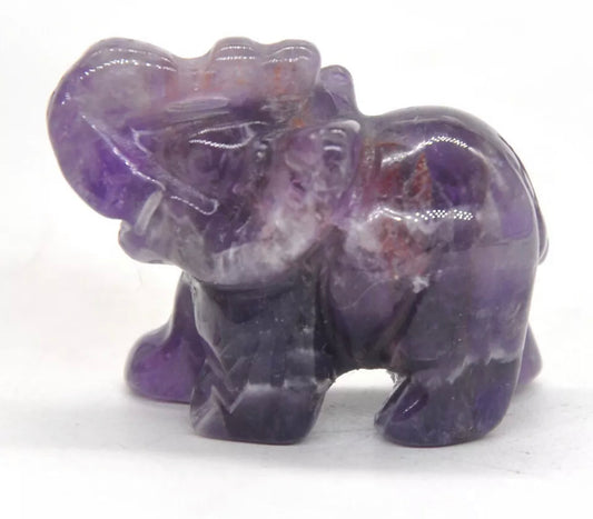 Natural lucky elephant amethyst gemstone crystal figurine