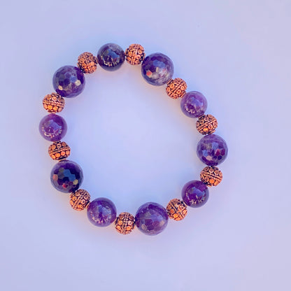 Amethyst gemstone and Copper Bracelet