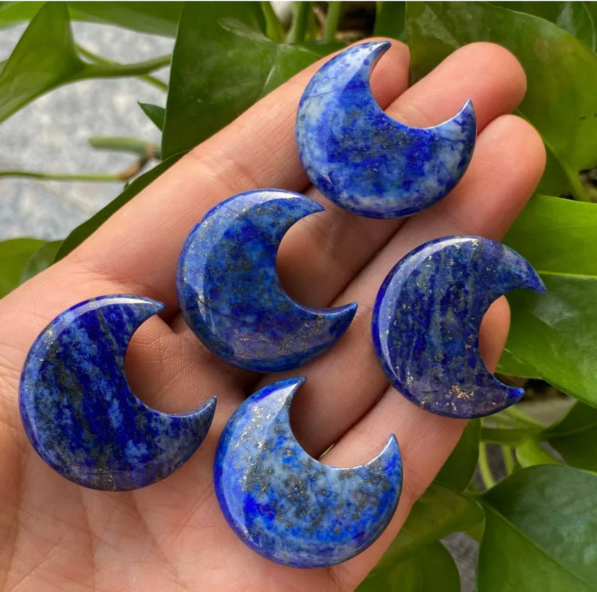 Natural Lapis lazuli gemstone crystal polished moon