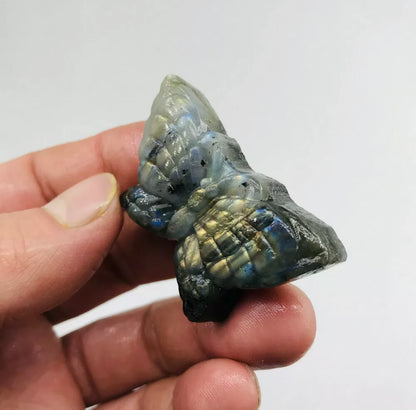 Natural labradorite crystal Hand-carved butterfly
