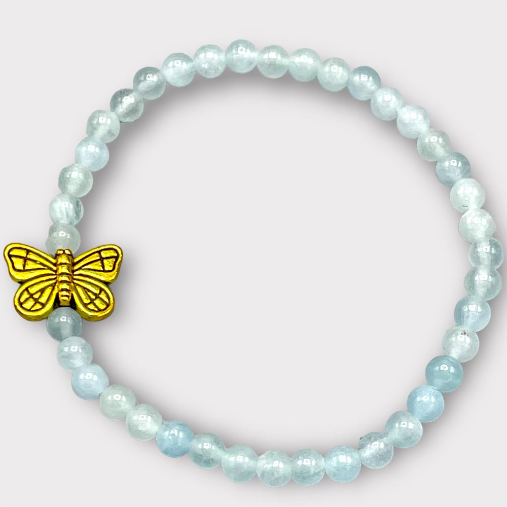 Aquamarine and Gold Butterfly Bracelet