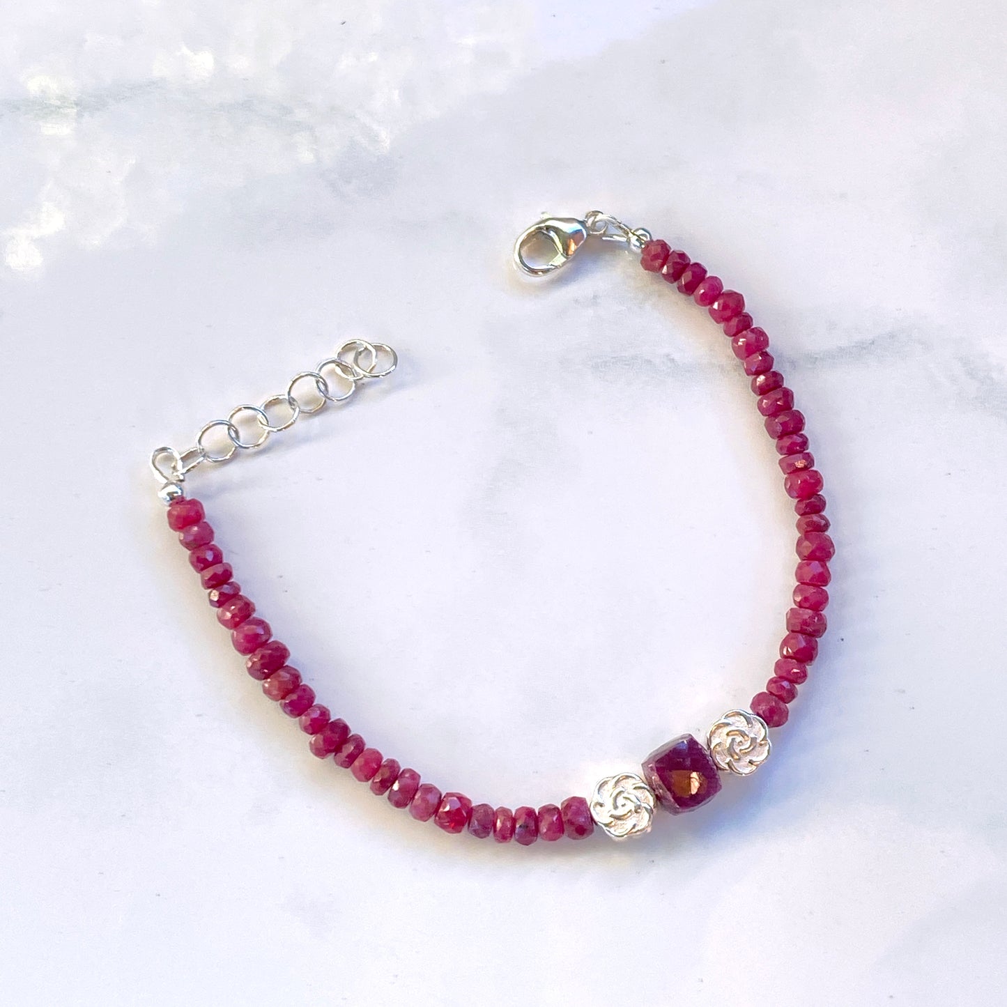 Rubies galore silver clasp bracelet