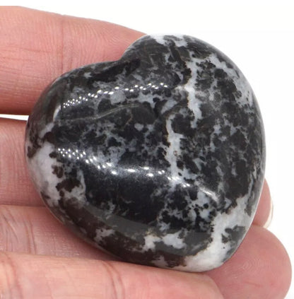 Natural Zebra Jasper Carved Crystal Heart
