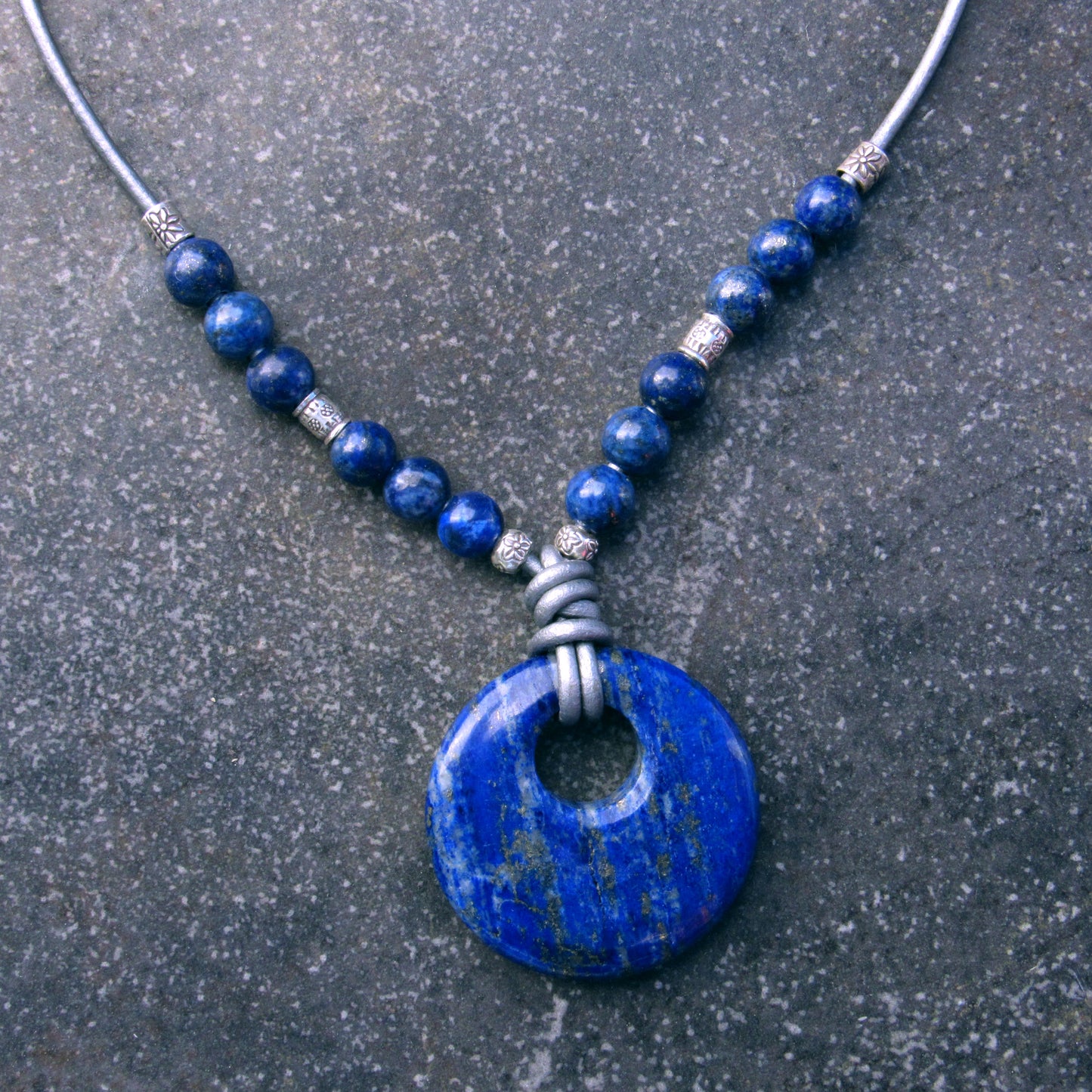Lapis Lazuli Leather Necklace