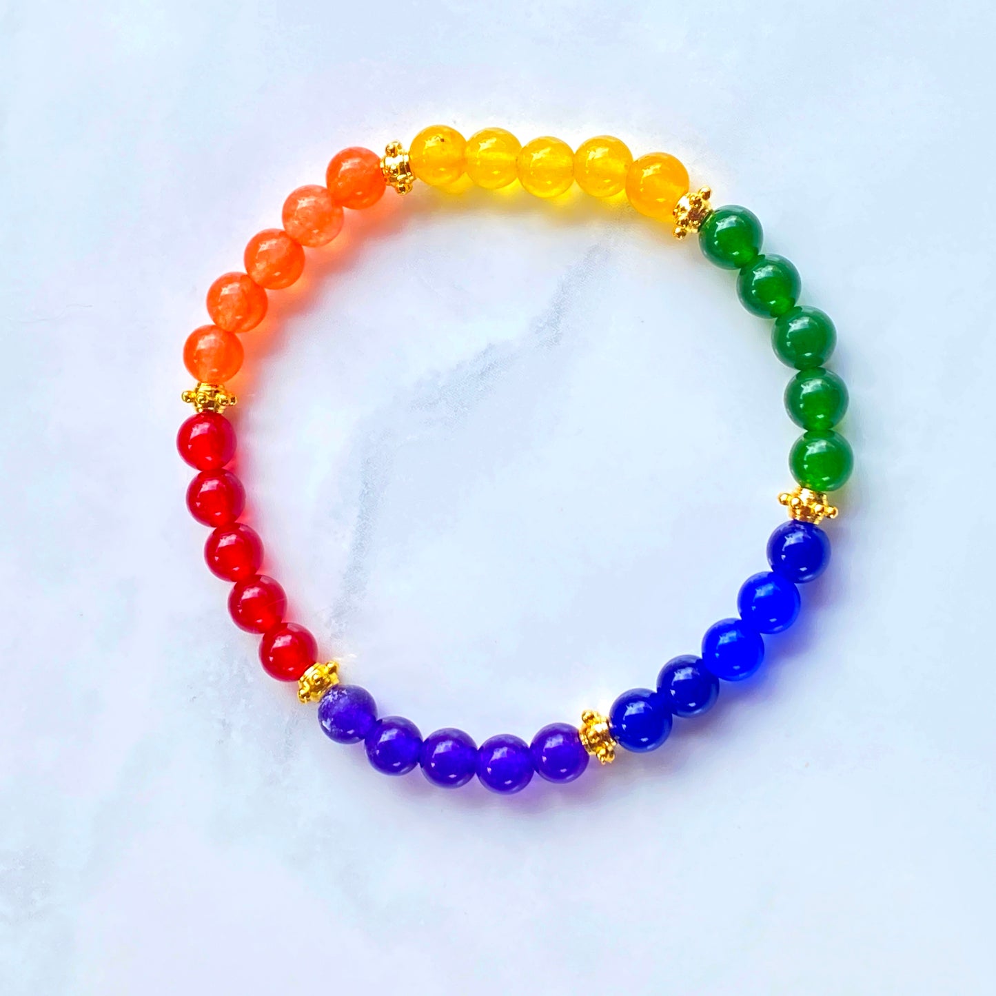 Rainbow of Jade gemstone Pride Bracelet