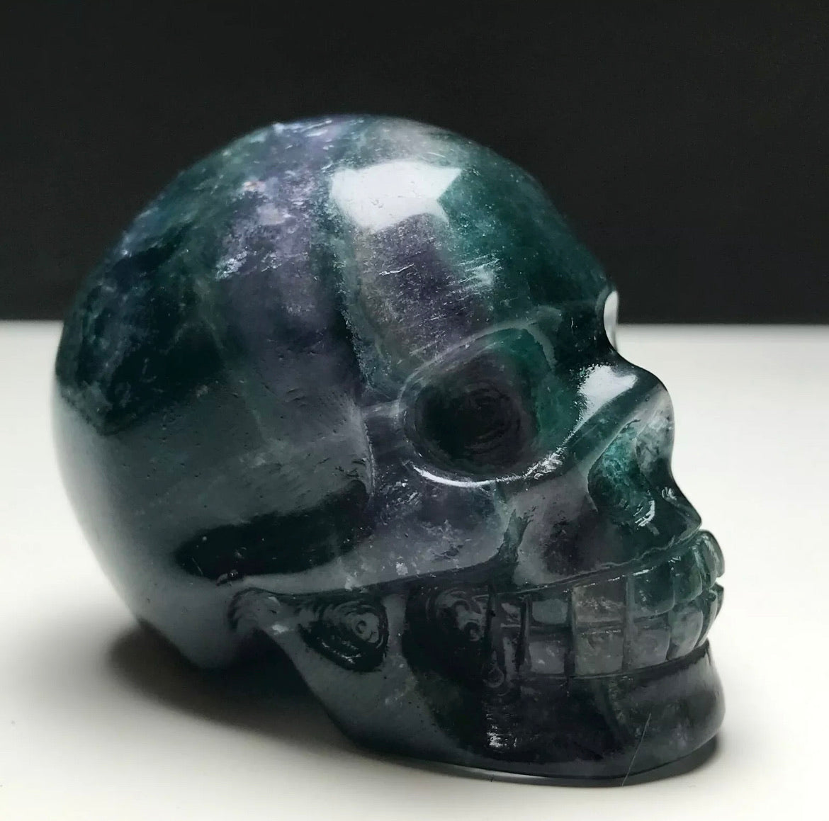 Fluorite gemstone carved Skull