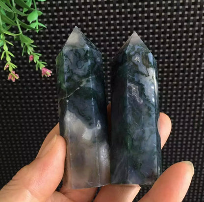 Natural Blue Moss Agate Wand