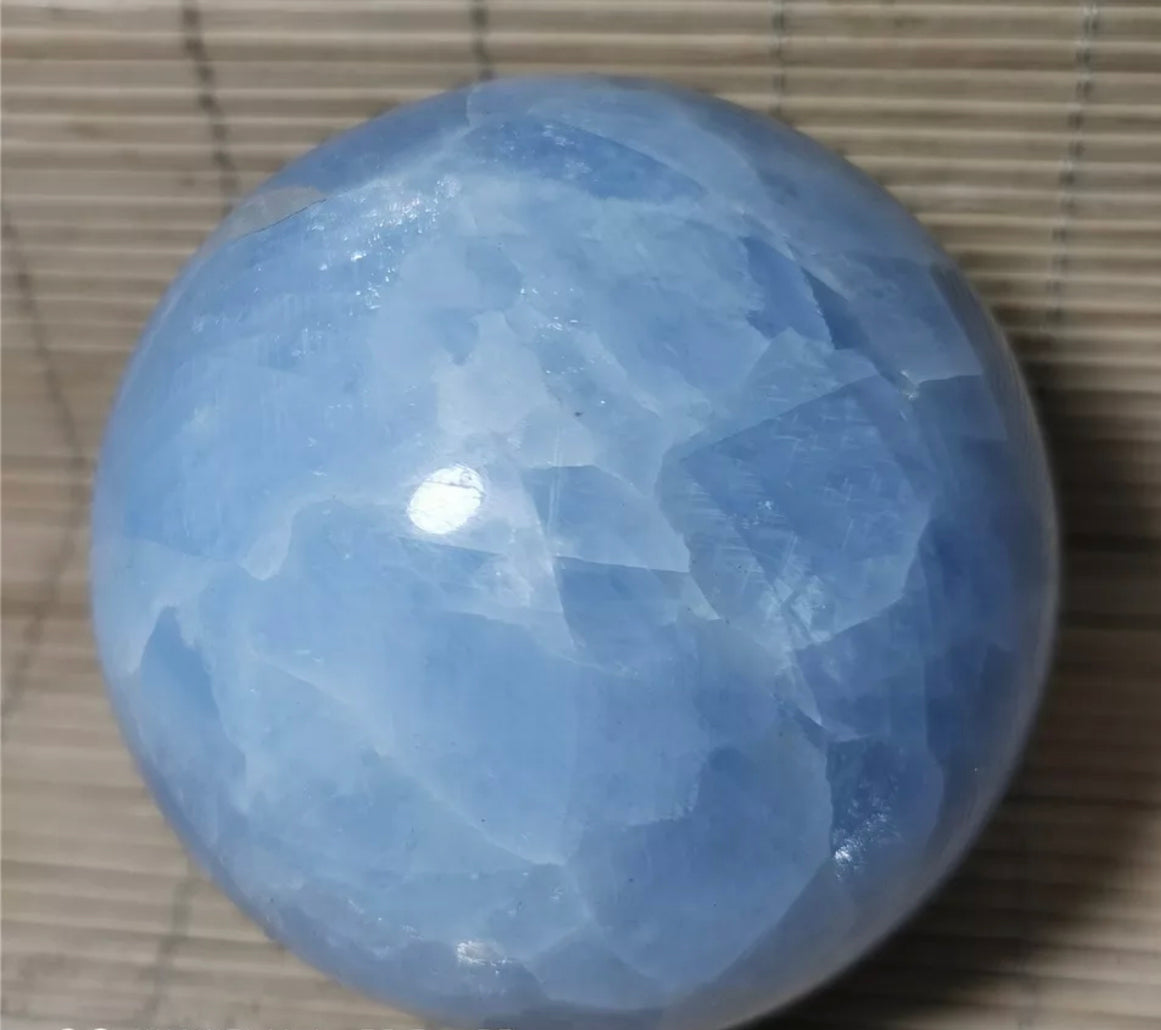 Natural Blue Calcite Gemstone Crystal Sphere