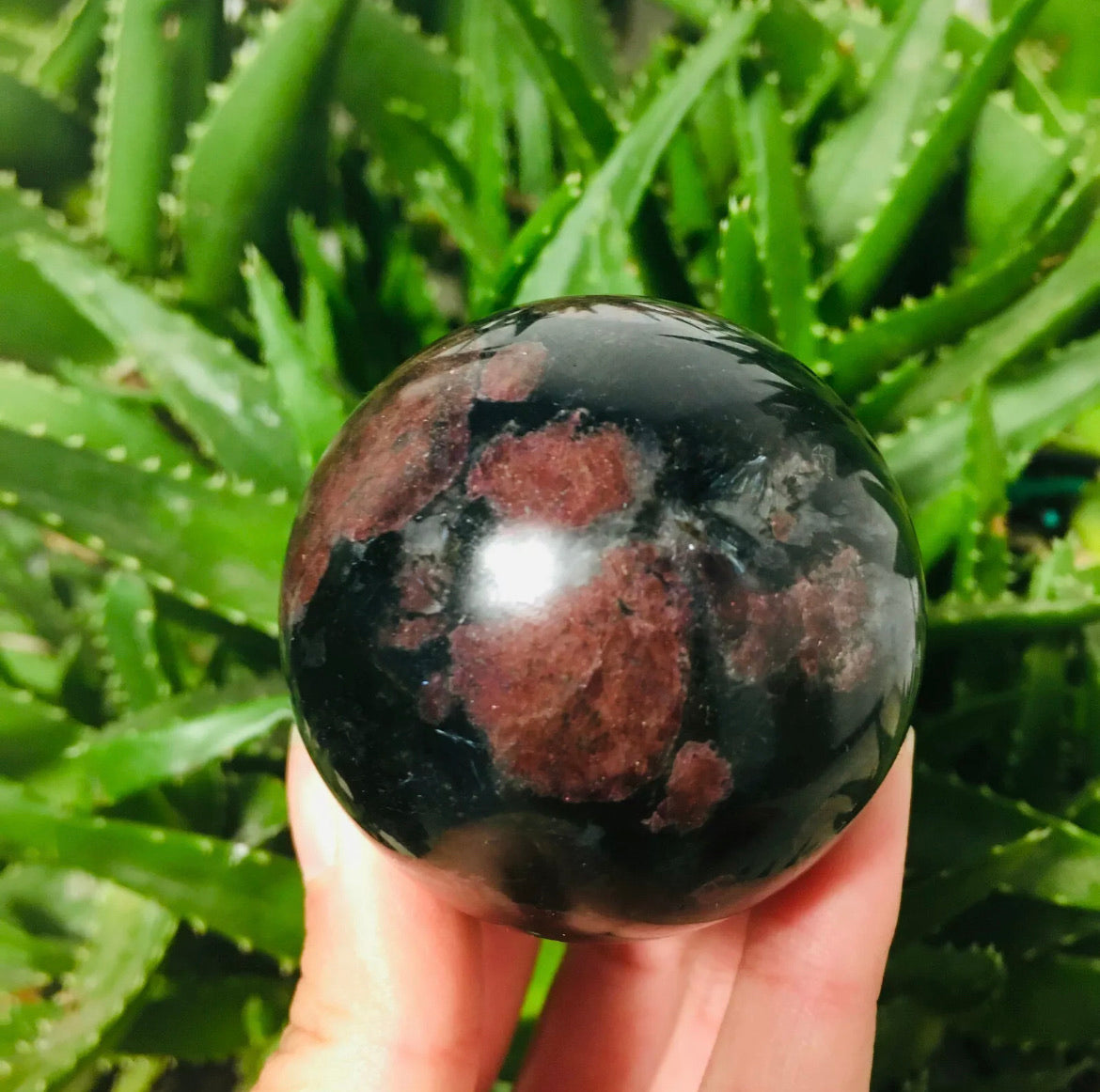 Natural garnet gemstone fireworks ball