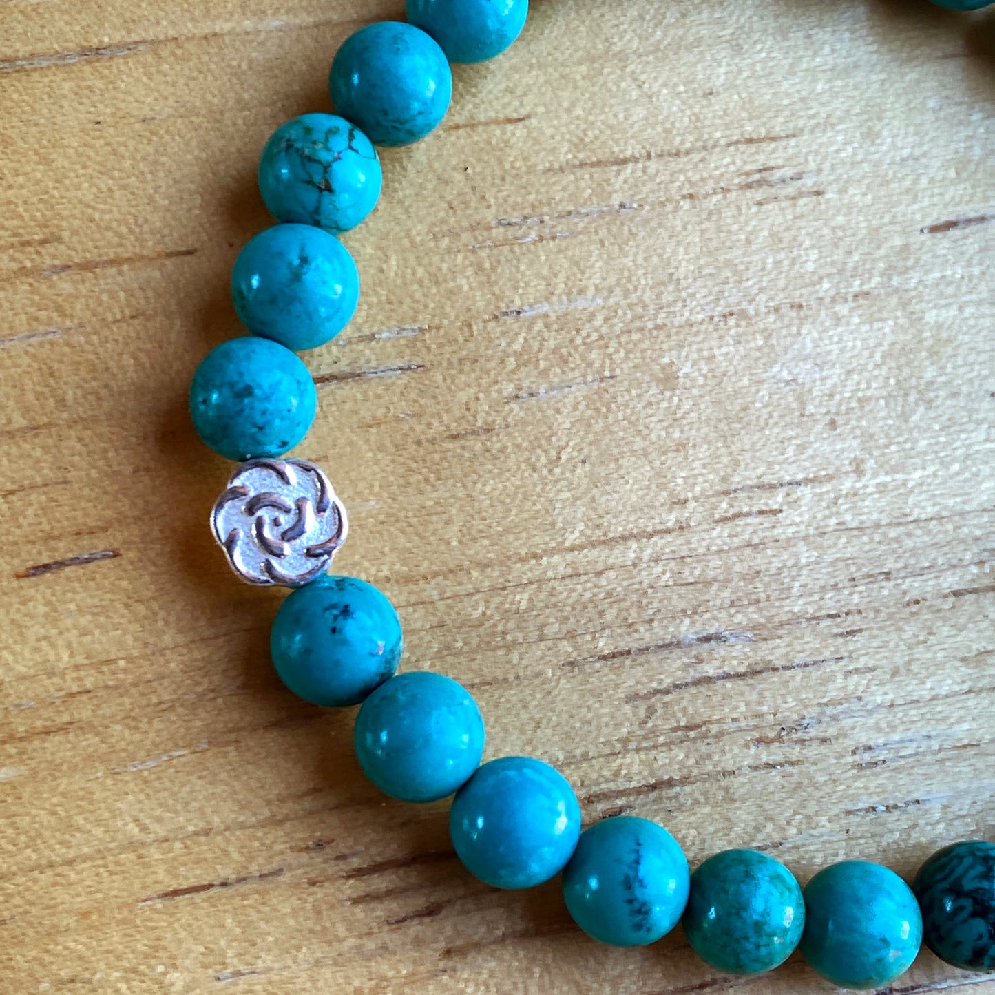 Turquoise and Sterling Silver Rose Bracelet